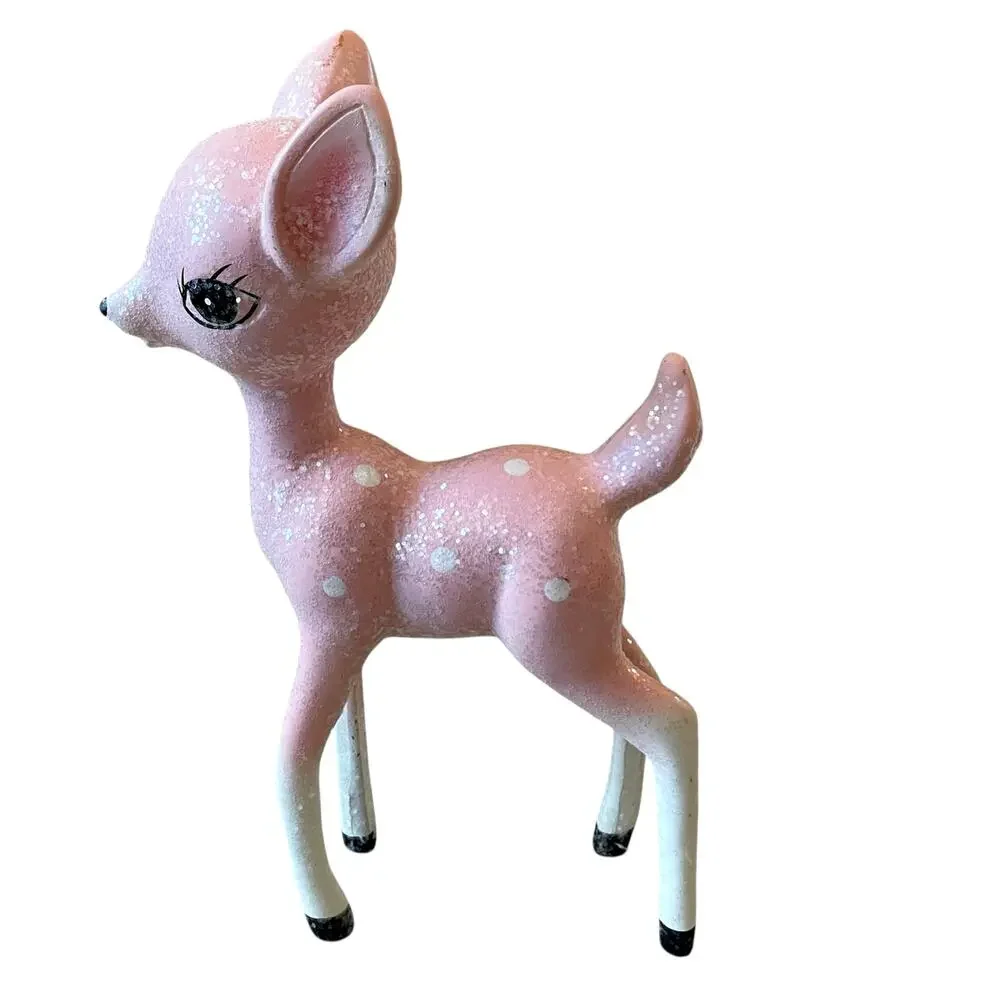 34th & Pine Pink Glitter Christmas Reindeer 9in Holiday Decor Viral NEW